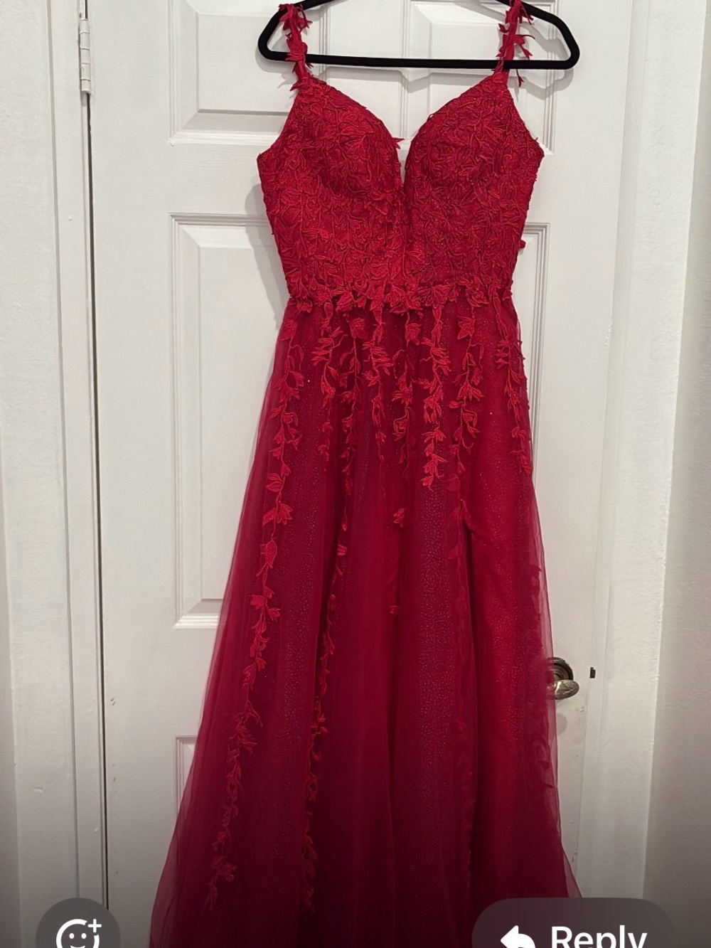 Girls Red Lace A-Line Dress